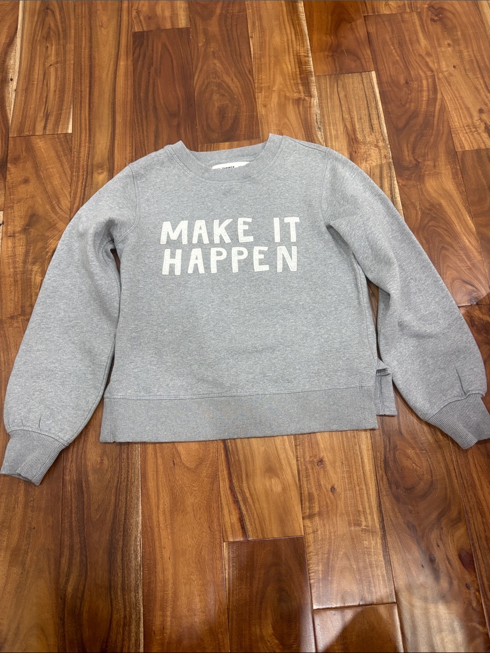 Anthropologie Gray "Make It Happen" Crewneck Sweatshirt